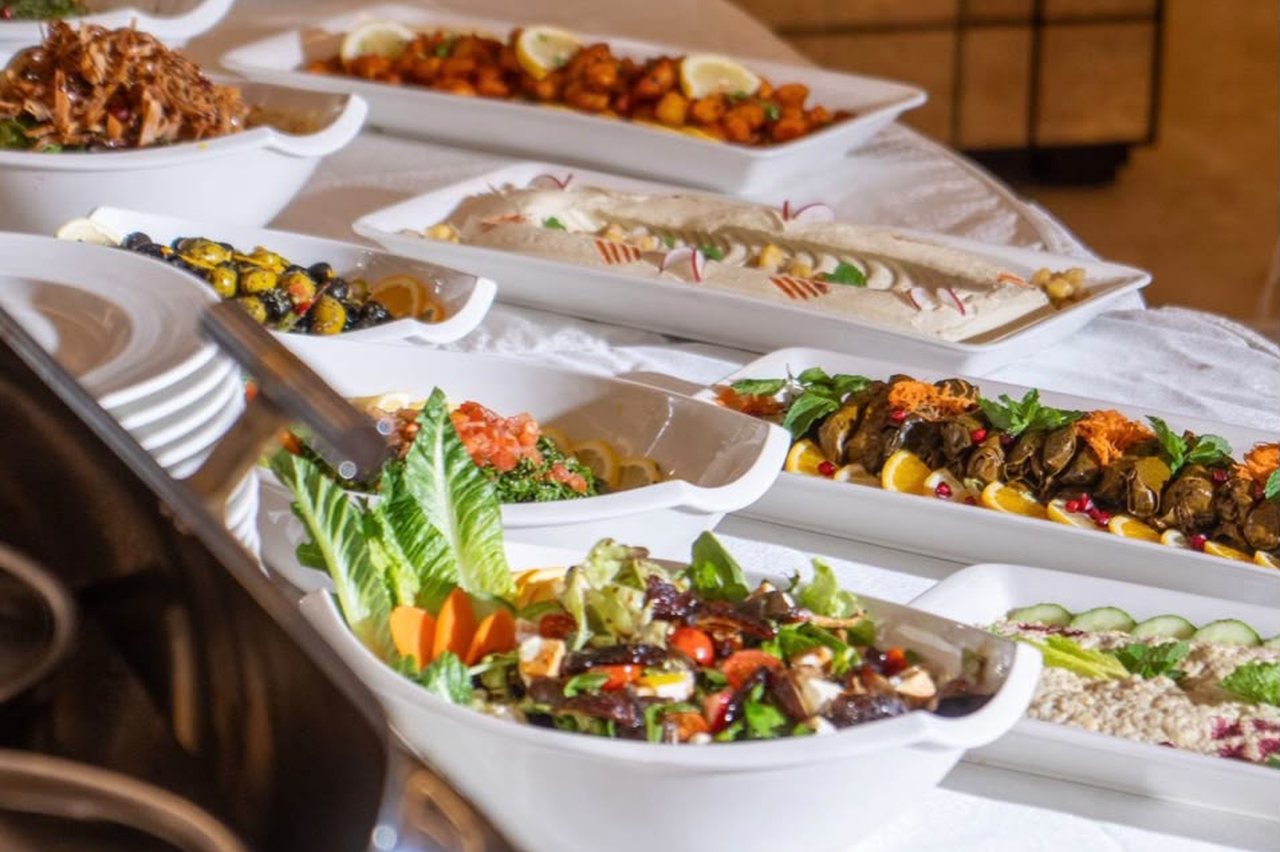 A generous Lebanese catering spread